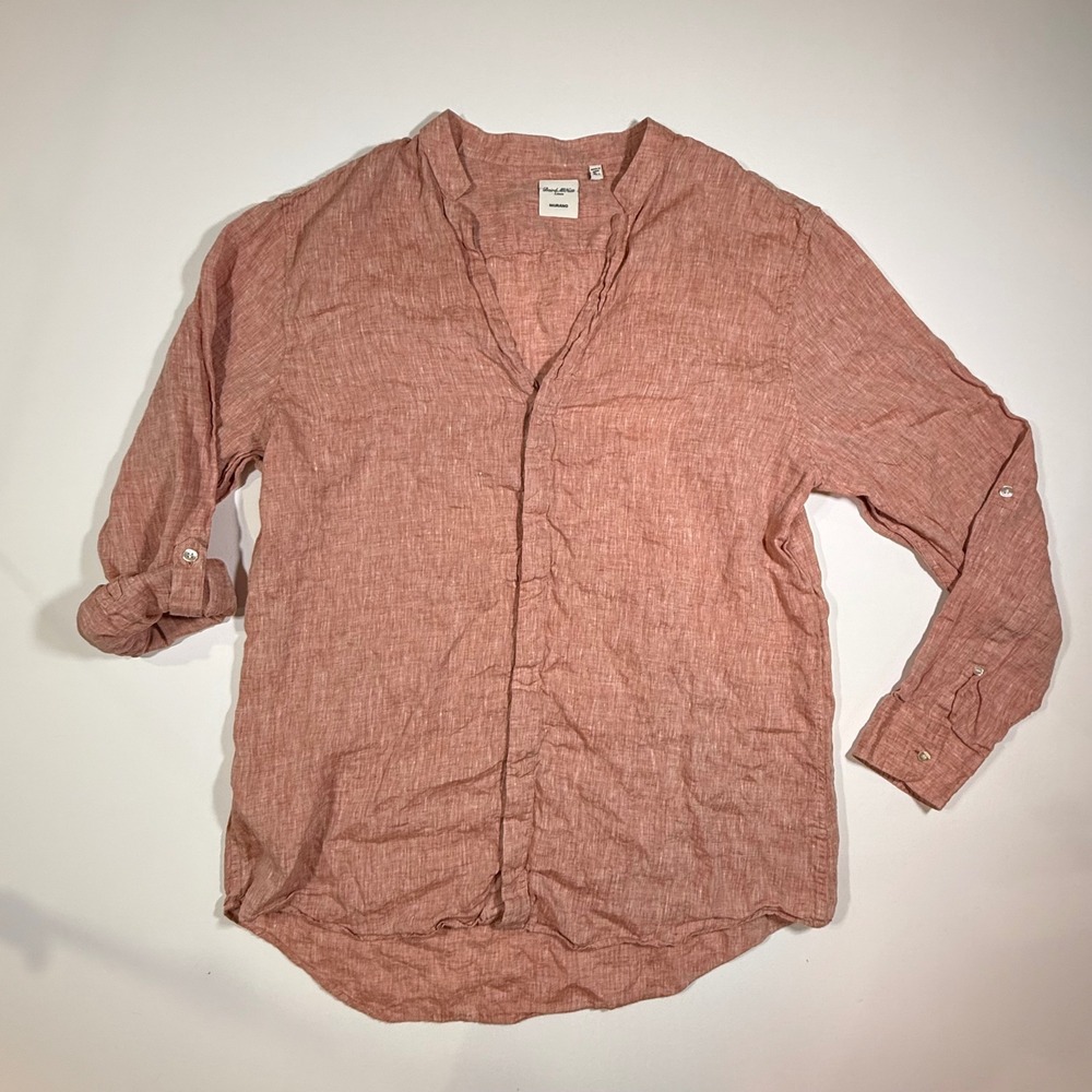 Murano Baird McNutt Linen Shirt Mens XLT Rose Pink Long Sleeve Coastal Beachy - Picture 2 of 10
